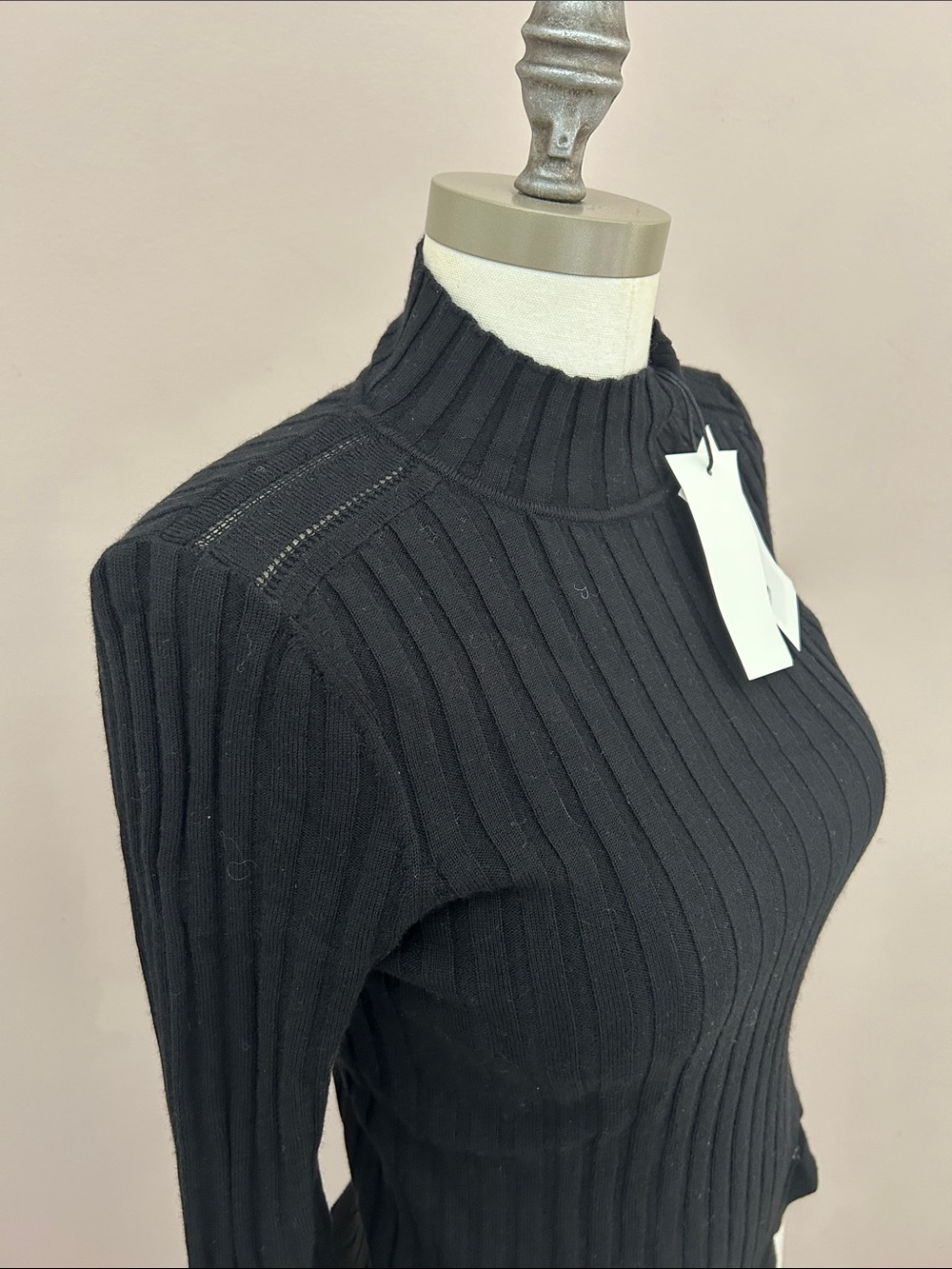 ba&sh Black Ribbed Mock-Neck Long Sleeve Top - Picture 3 of 10